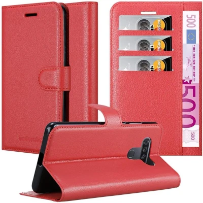 Afbeelding van Cadorabo Hoesje geschikt voor LG KQ51 in KARMIJN ROOD Beschermhoes met magnetische sluiting, standfunctie en kaartvakje Book Case Cover Etui