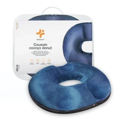 Afbeelding van Inphysio® Donut kussen, ergonomisch zitkussen, stuitkussen, orthopedisch geheugenvormkussen, billkussen, geheugenkussen, autokussen, stoel, 45 x 37 9 cm
