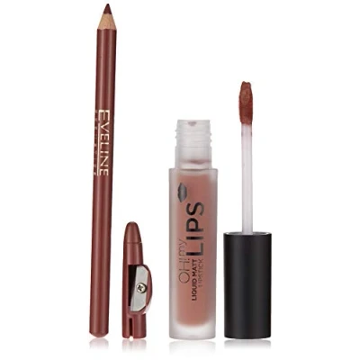 Afbeelding van Eveline Cosmetics Oh My Lips Liquid Matt Lipstick&amp;lip Liner No. 02 Milky Chocolate