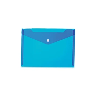 Afbeelding van HERMA 20055 documentenmap DIN A5 (25 x 18 cm, polypropyleen) transparant met drukknop voor school universiteit kantoor enveloppen PP blauw