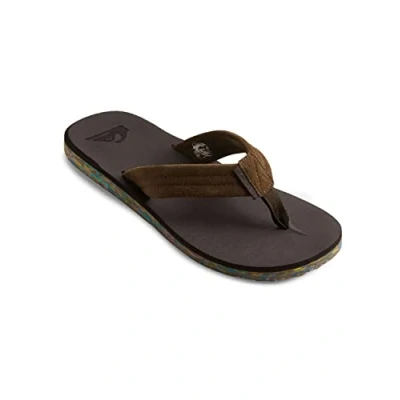 Afbeelding van Quiksilver Carver Recycled Muiltjes, Heren, Maat: 46, Brown Veloursleer