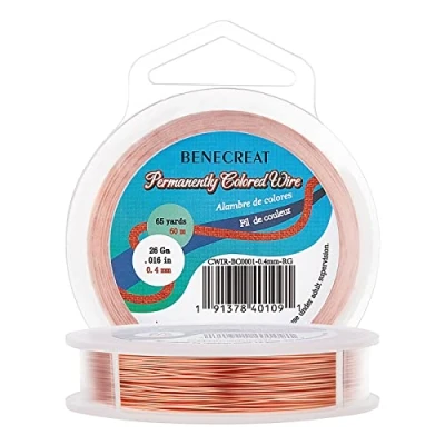 Afbeelding van BENECREAT Aanslagbestendige koperdraad, 26 gauge (0,4 mm), sieradendraad, 60 m