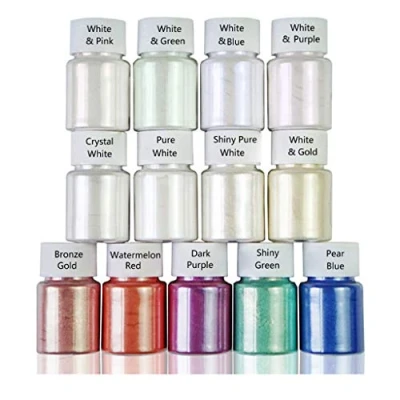 Afbeelding van Yushu Aurora 13 kleuren harspoeder, Mica parelmoer pigmentset, harskleurstoffen, epoxyhars, voor het maken van sieraden, nail art, nageldecoratie