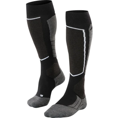 Afbeelding van FALKE SK2 Wool Skisokken anti blaren, medium padding merinowol wintersportsokken heren zwart Maat 44 45