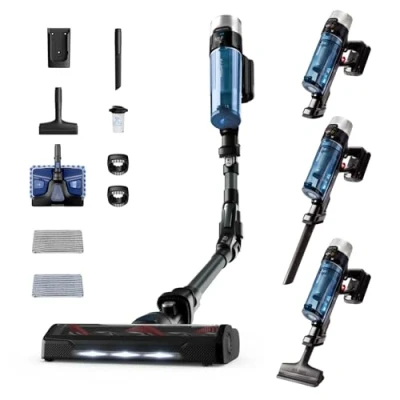 Image de Rowenta X Force Flex 9.60 Aqua Kit, Aspirateur balai sans fil 4 en 1, Laveur, 100 AW, Jusqu&#039;à 45 min d&#039;autonomie, Ultra léger, Tube Flex, Réglage automatique de la puissance, Bleu, RH20C2WO