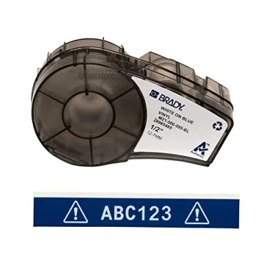 Afbeelding van Brady M21 500 595 BL) vinyltape voor BMP21 PLUS, LAB en labeler, 12,7 mm x 6,4 m, wit op blauw