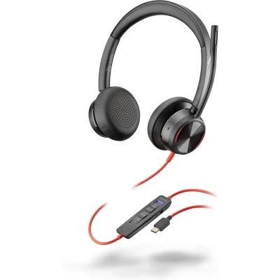 Afbeelding van Poly Blackwire 8225 M stereo hoofdtelefoon met USB C aansluiting, actieve ruisonderdrukking en flexibele microfoonarm, Microsoft Teams, zwart