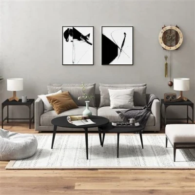 Afbeelding van Bijzettafels 2 st 40x40x35 cm bewerkt hout zwart