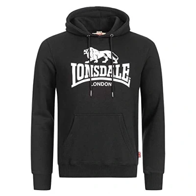 Afbeelding van Lonsdale fremington heren hoodie grijs, Zwart/Wit