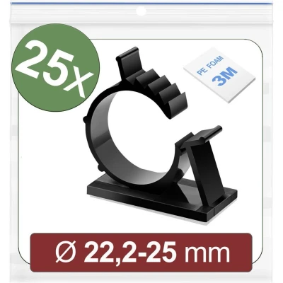 Afbeelding van Quadrios 24CA454 Bevestigingssokkel Zelfklevend Bundel Ø (bereik) 22.2 tot 25 mm Zwart stuk(s)