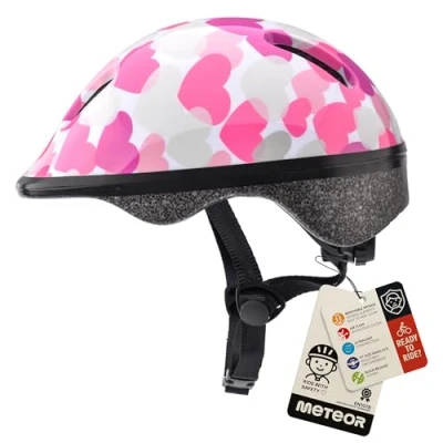 Afbeelding van Meteor Fietshelm KS06 XS 44 48 cm Roze harten
