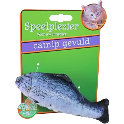 Afbeelding van Kattenspeelgoed vis met catnip blauw/grijs 11 cm Gebr. de Boon