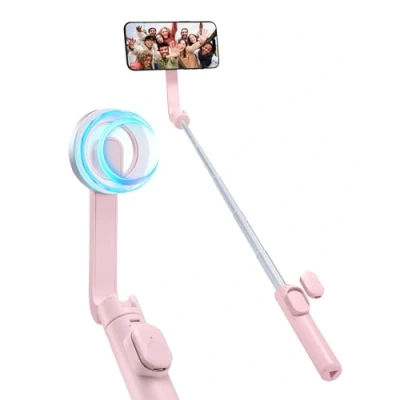 Afbeelding van Spigen Wondersnap MagFit Smartphone statief [magnetisch] selfiestick compatibel met MagSafe iPhone, Galaxy, Pixel enz. Misty Rose