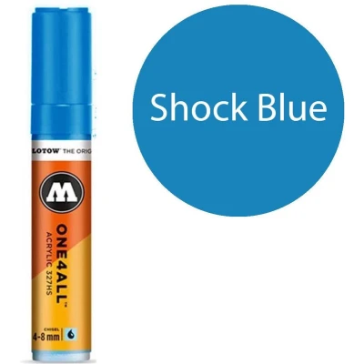 Afbeelding van Molotow 327HS Shock Blue fel blauw acryl marker Chisel tip 4 8mm Kleur