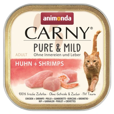 Afbeelding van Voordeelpakket: 64 x 100 g animonda Carny Adult Puur &amp; Mild kip + garnalen nat kattenvoer