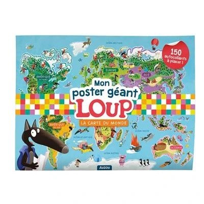 Image de Mon poster géant Loup La carte du monde