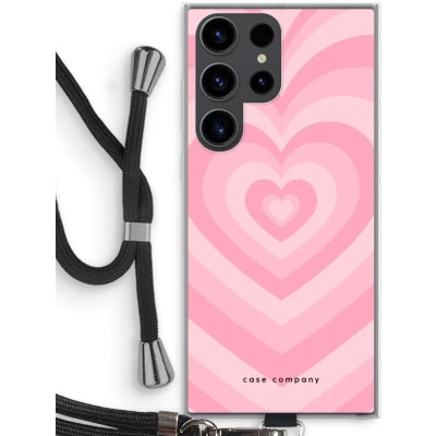 Afbeelding van Case Company® hoesje met Koord geschikt voor Samsung Galaxy S23 Ultra Hart Roos Telefoonhoesje Zwart Bescherming aan alle Kanten en Over de Schermrand