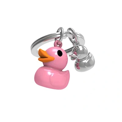 Afbeelding van Metalmorphose sleutelhanger roze eend Duckling