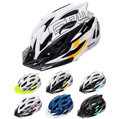 Afbeelding van Meteor Fietshelm Gruver maat L 58 61 cm wit/zwart/oranje