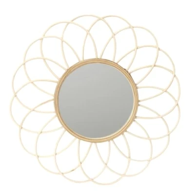 Afbeelding van Rotan spiegel, rozet 56 cm, wanddecoratie, spiegel