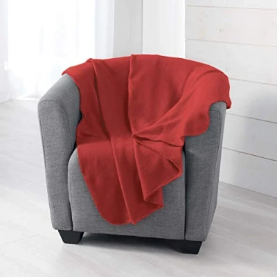 Afbeelding van douceur d&#039;intérieur Milou deken, polyester, karmijn, 125 x 150 cm