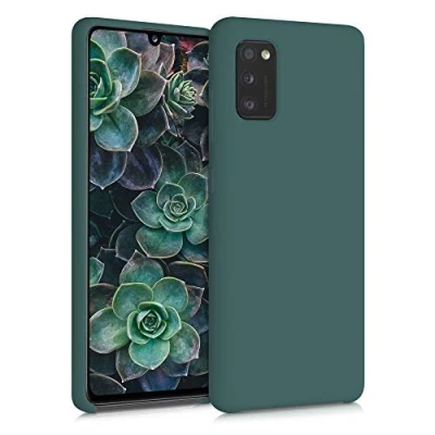 Afbeelding van kwmobile telefoonhoesje geschikt voor Samsung Galaxy A41 Hoesje met siliconen coating Smartphone case in mosgroen