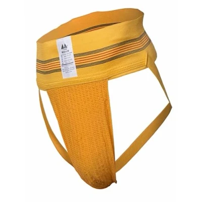 Afbeelding van MM Sports The Original No. 10 Swimmer/Jogger Jockstrap 3 inch Yellow MAAT S Heren Ondergoed voor Man Mannen Jock