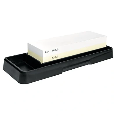 Afbeelding van KAI Gecombineerde slijpsteen, korrel 3000/6000, Japanse messenslijper voor optimaal slijpen en polijsten, bruikbaar oppervlak 18,5 x 6 3 cm