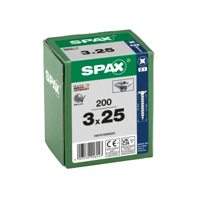 Afbeelding van Spax Spaanplaatschroef Kruiskop Z Wirox 3,0X25 Mm Platte Kop 200 Stuks