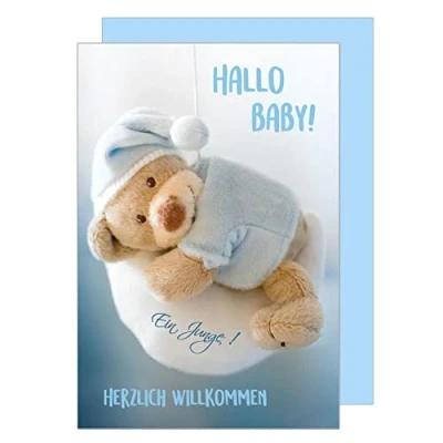 Afbeelding van Edition Seidel Hoogwaardige geboortewenskaart met envelop, geboortekaart, wenskaart voor baby&#039;s, meisjes en jongens (E248 SW022)
