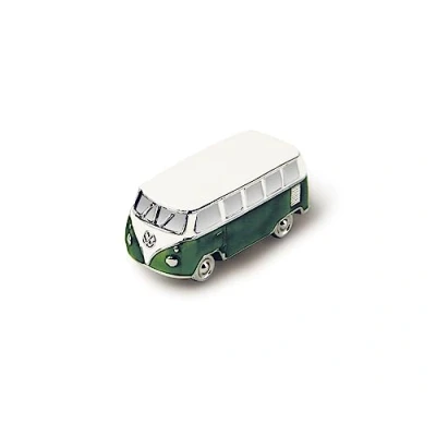 Afbeelding van BRISA VW Collection Volkswagen koelkastmagneet prikbord in bus T1 Bulli 3D Mini model (Classic Bus/Groen)
