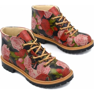 Afbeelding van GOBY Flowers Enkellaarsjes Damesboots Laarzen Hoge kwaliteit Handmade Maat 36