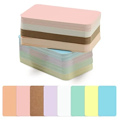Afbeelding van 240 stuks kleine visitekaartjes van blanco papier, 8,9 x 5,1 cm, mini indexkaarten voor geschenken, 8 kleuren, lege woordenschatkaarten, dubbelzijdig, kleurrijke ongevoerde kaarten