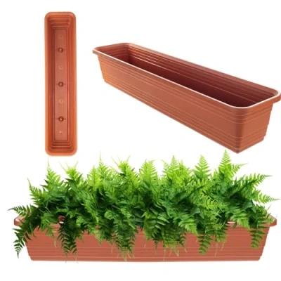 Afbeelding van KADAX Balkonplantenbak van weerbestendig kunststof, balustrade voor het kweken bloemen, kruiden en planten (baksteenrood, 80 cm)