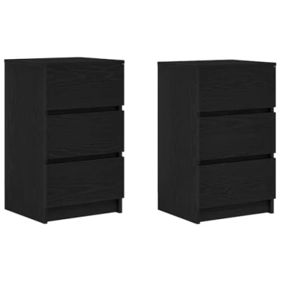 Image de vidaXL Tables de chevet avec 3 tiroirs 2 pcs noir 39x35x65 cm861340