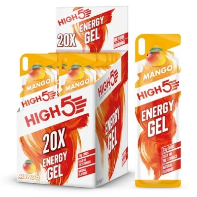 Afbeelding van HIGH5 Energy On The Go Gel met snelle oplossing, van natuurlijk vruchtensap (Mango, 20 x 40 g)