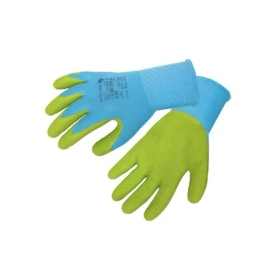 Afbeelding van Högert Technik ULLER handschoenen met latexcoating, blauw/groen, maat 8, bescherming tegen mechanische gevaren, flexibiliteit en optimaal draagcomfort