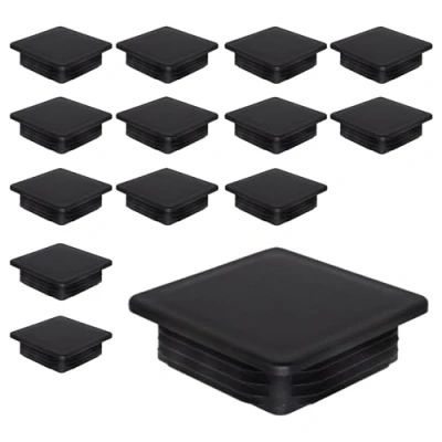 Afbeelding van SKIR&#039;CO Set van 14 vierkante kunststof stoppen 90 x mm zwart RAL 9005
