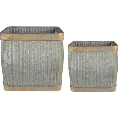 Afbeelding van Clayre &amp; Eef Planthouder 38x27x39 cm Grijs Groen Metaal Rechthoek