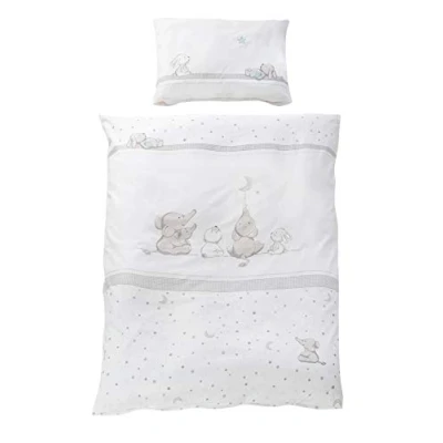 Image de roba Parure de Lit Bébé Réversible Sternenzauber 2 Pièces 100% Coton Housse Couette 100 x 135 cm + Taie d&#039;Oreiller 40 60 Imprimée Étoiles et Éléphants