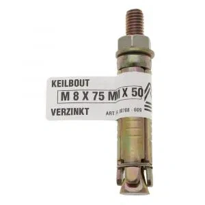 Afbeelding van keilbout met moer. 1 stuks. m8 x 55 mm. lang. Deltafix.