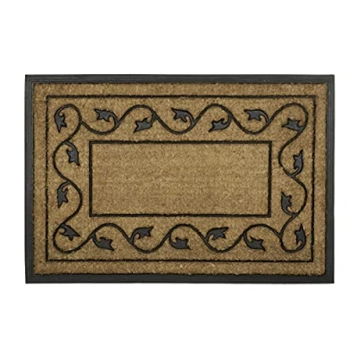 Afbeelding van Relaxdays deurmat kokos rechthoekig pvc kokosmat voetmat antislip patroon