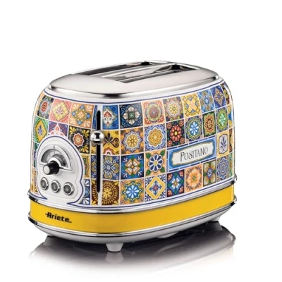 Afbeelding van Ariete Positano broodrooster, 155 stuks, 810 W, 2 schijven, 6 bruiningsniveaus, kruimelopvangbak, ontdooifunctie, automatische uitworp, zonder tang