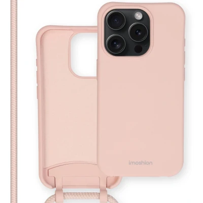 Afbeelding van iMoshion Hoesje Geschikt voor iPhone 15 Pro met koord Color Backcover afneembaar Roze