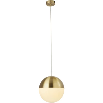 Afbeelding van Searchlight Endor Hanglamp Ø 25 X 150 Cm Satijn Messing En Opaal Wit