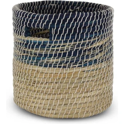 Afbeelding van Rieten Mand van Zeegras Blauw Naturel