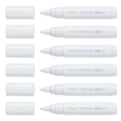 Afbeelding van Pilot Pintor Witte Verfstift Medium marker met 1,4mm schrijfbreedte Inkt op waterbasis Dekt elk oppervlak, zelfs de donkerste Teken, kleur, versier, markeer, schrijf, kalligrafeer…