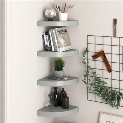 Afbeelding van Hoekschappen zwevend 4 st 25x25x3,8 cm MDF grijs