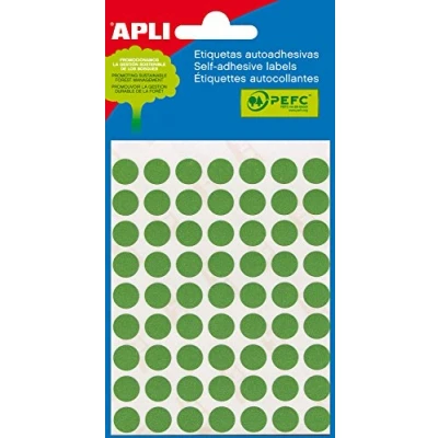 Afbeelding van APLI 2054 Groene etiketten voor mini zakjes Ø 10,0 mm 5 vellen