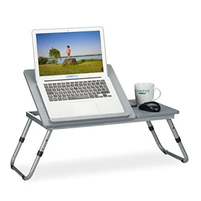 Afbeelding van Relaxdays laptoptafel hoogte verstelbaar schoottafel laptop bedtafel tablethouder